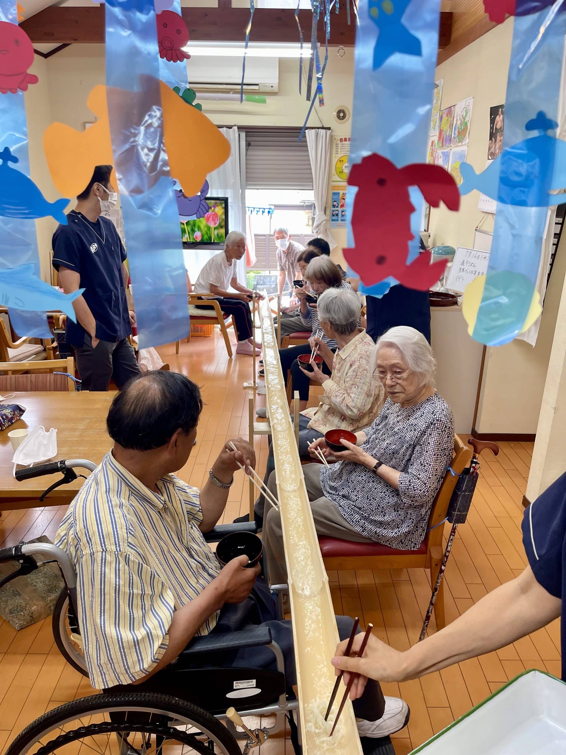 流しそうめんの様子 ふらっと足柄